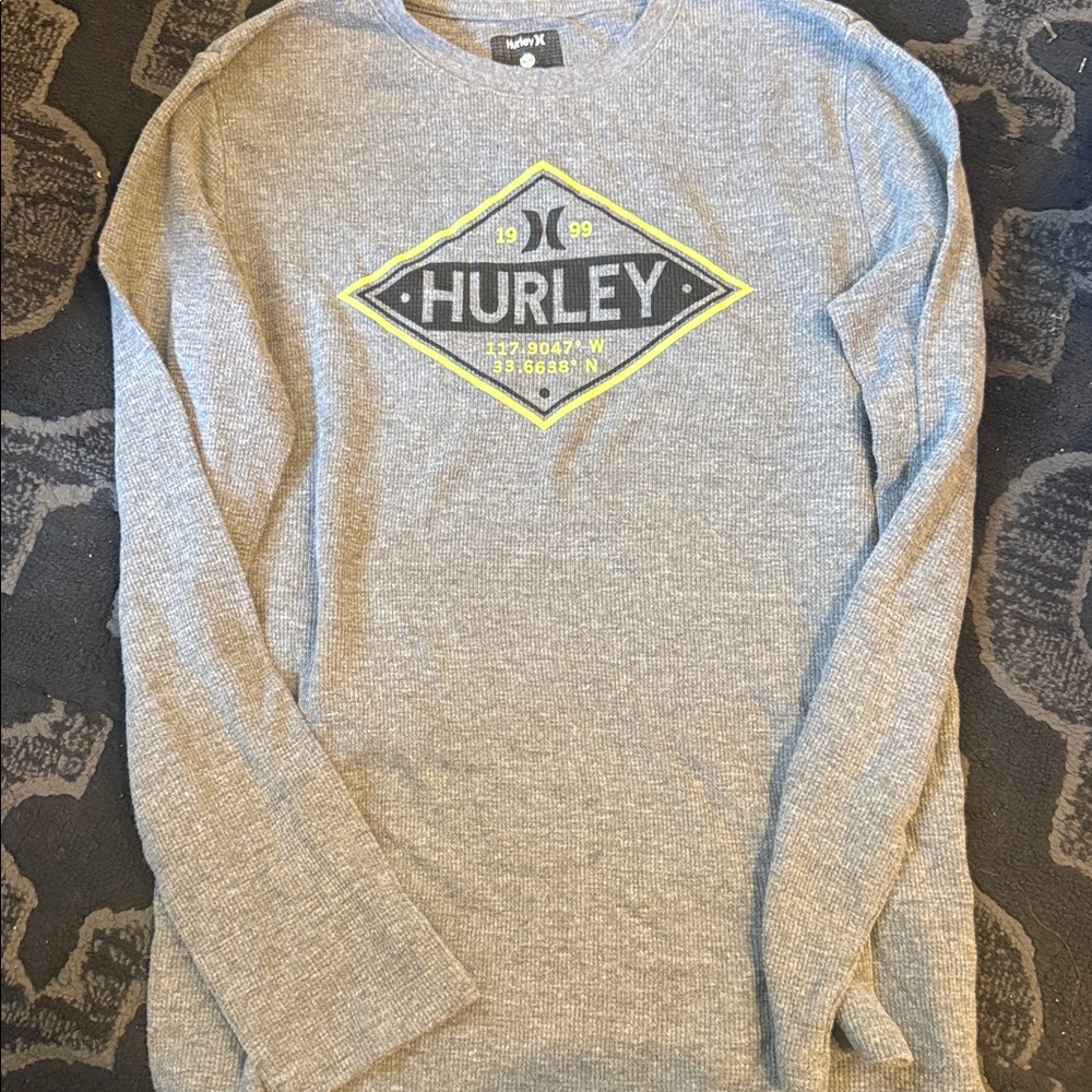 Hurley‎ Light Gray Crewneck Sweater with Yellow Logo
